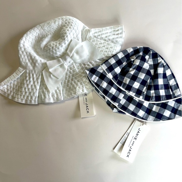 Janie & Jack Infant Girls 3-6 Month Sun Hat Bundle Summer Beach Bow NEW - Picture 1 of 6